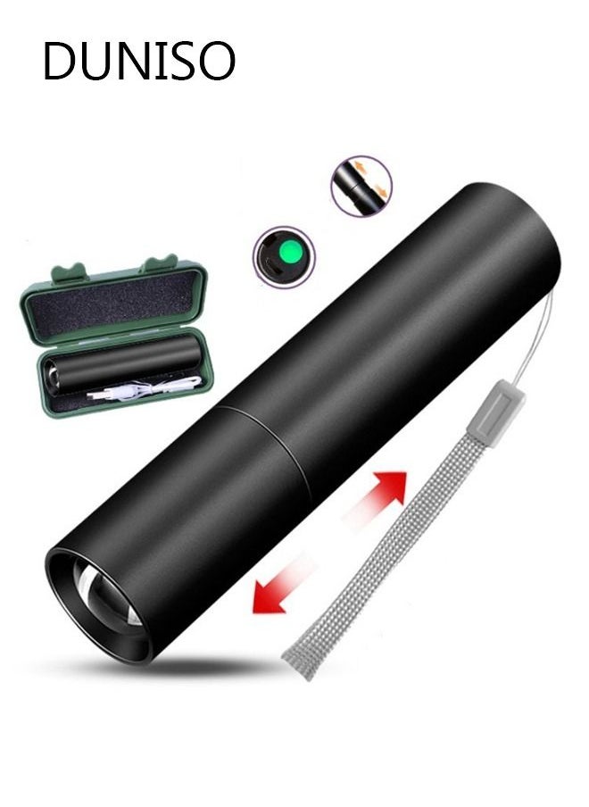 DUNISO Rechargeable LED Flashlight Powerful Torch for Camping Hiking Trekking Outdoor Black  - Image 1