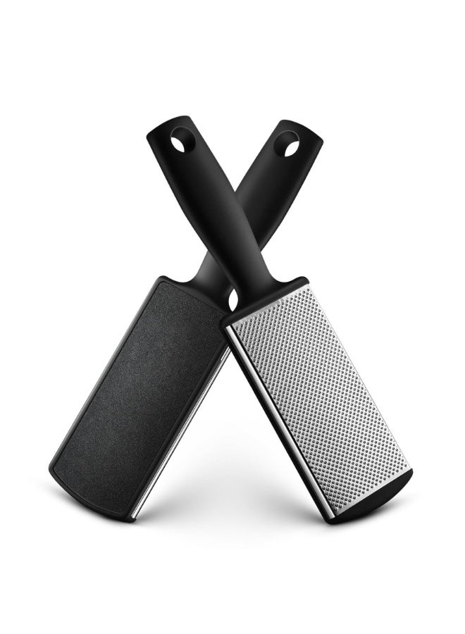 Double-Sided Foot File, Foot Files Callus Remover, Stainless Steel Foot Rasp, Foot Care Tool Pedicure Metal Surface Tool, Cracked Dead Thick Dry Hard Skin, File Brush Tool - Black - Image 1