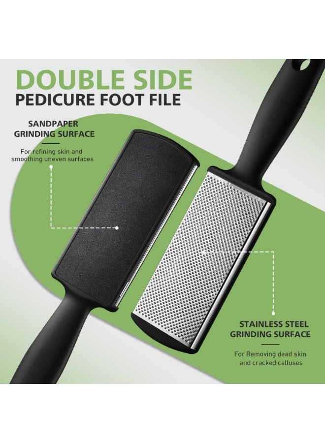 Double-Sided Foot File, Foot Files Callus Remover, Stainless Steel Foot Rasp, Foot Care Tool Pedicure Metal Surface Tool, Cracked Dead Thick Dry Hard Skin, File Brush Tool - Black - Image 3