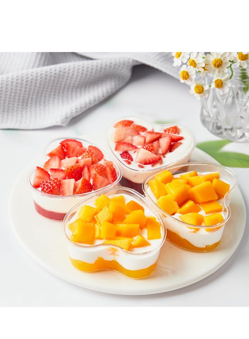 SYOSI Heart Shaped Dessert Cups with Lids and Spoons, 5 oz Mini Dessert Shooter Cups Cute Plastic Parfait Cups for Valentine's Day Party Wedding Serving Cheesecake Mousse Pudding (50 Pack) - Image 5