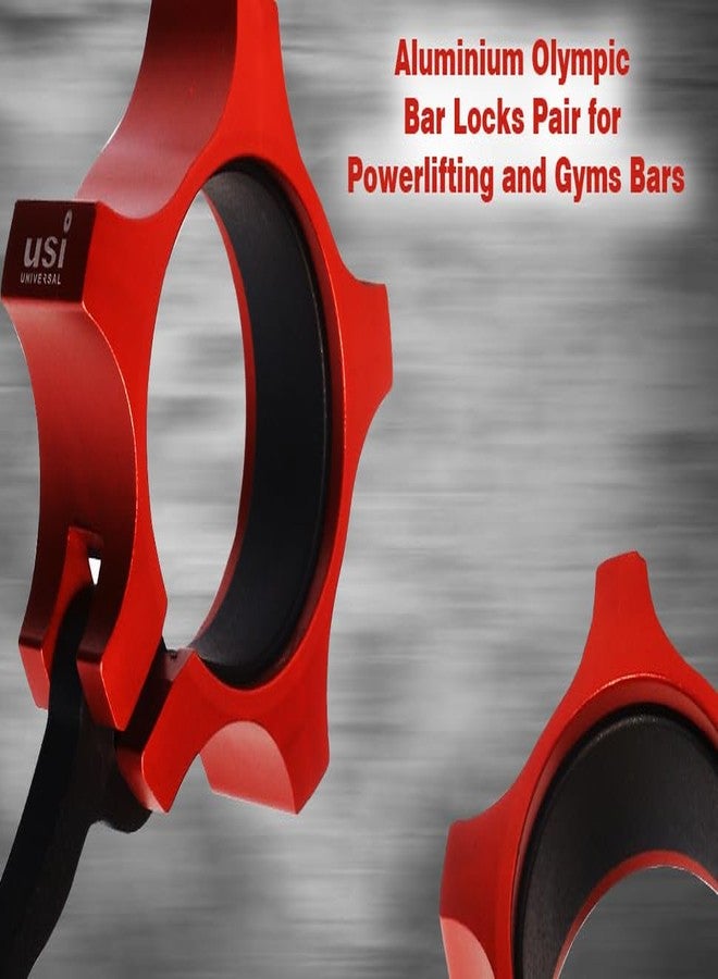 USI UNIVERSAL Olympic Barbell Collars, LJAL Aluminium Olympic Bar Locks Quick Release 2" Olympic Barbell Clamps, Barbell Locking Clamps Bar Weight Plates Collar Clips for Workout Weightlifting - Image 4