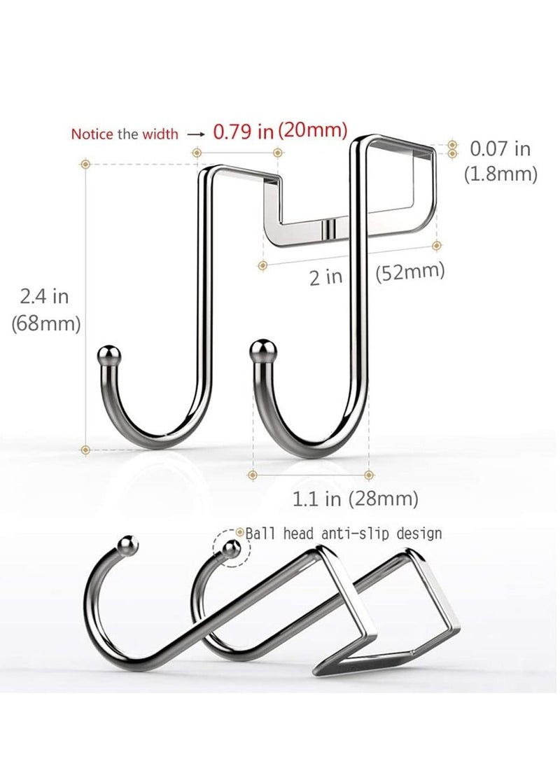Over Cabinet Drawer Double Hooks 4 Pack  304 Stainless Steel Multiple Use Narrow Door Hook for Kitchen Bathroom Drawer Cabinet Door to Hang Bags Towels Coat - Image 2