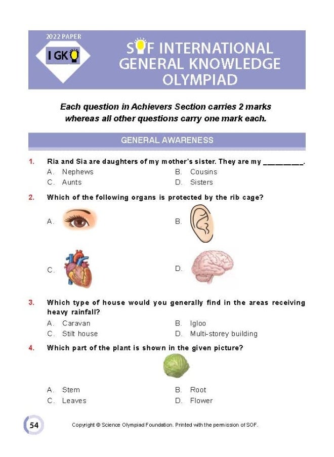 MTG International General Knowledge Olympiad (IGKO) Workbook for Class 2 - MCQs & Achievers Section - SOF IGKO Olympiad Preparation Books For 2023-2024 Exam RAGHAV SINGH  - Image 3