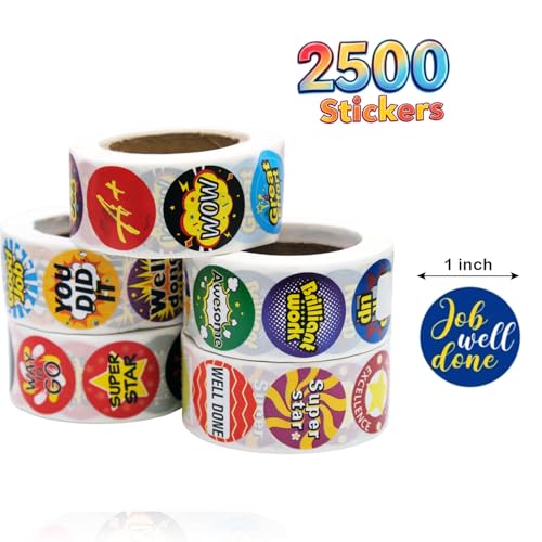 STORE 2508 Store2508 Reward Stickers Roll for Kids Teachers 1 Inch Motivation Stickers for School Classroom Homework Charts (Set K (4 Rolls)) - Image 3