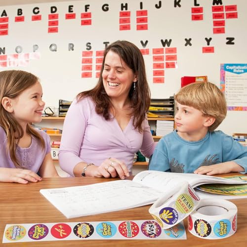 STORE 2508 Store2508 Reward Stickers Roll for Kids Teachers 1 Inch Motivation Stickers for School Classroom Homework Charts (Set K (4 Rolls)) - Image 5
