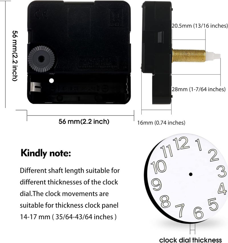 DEEWISH Revolutionizing Long Shaft Clock Mechanism Repair: The DW-1688 Series Quartz Movement, Your Solution to a High-Torque, Battery-Operated, Silent Sweeping Clock(28mm, no Clock Hands) - Image 3