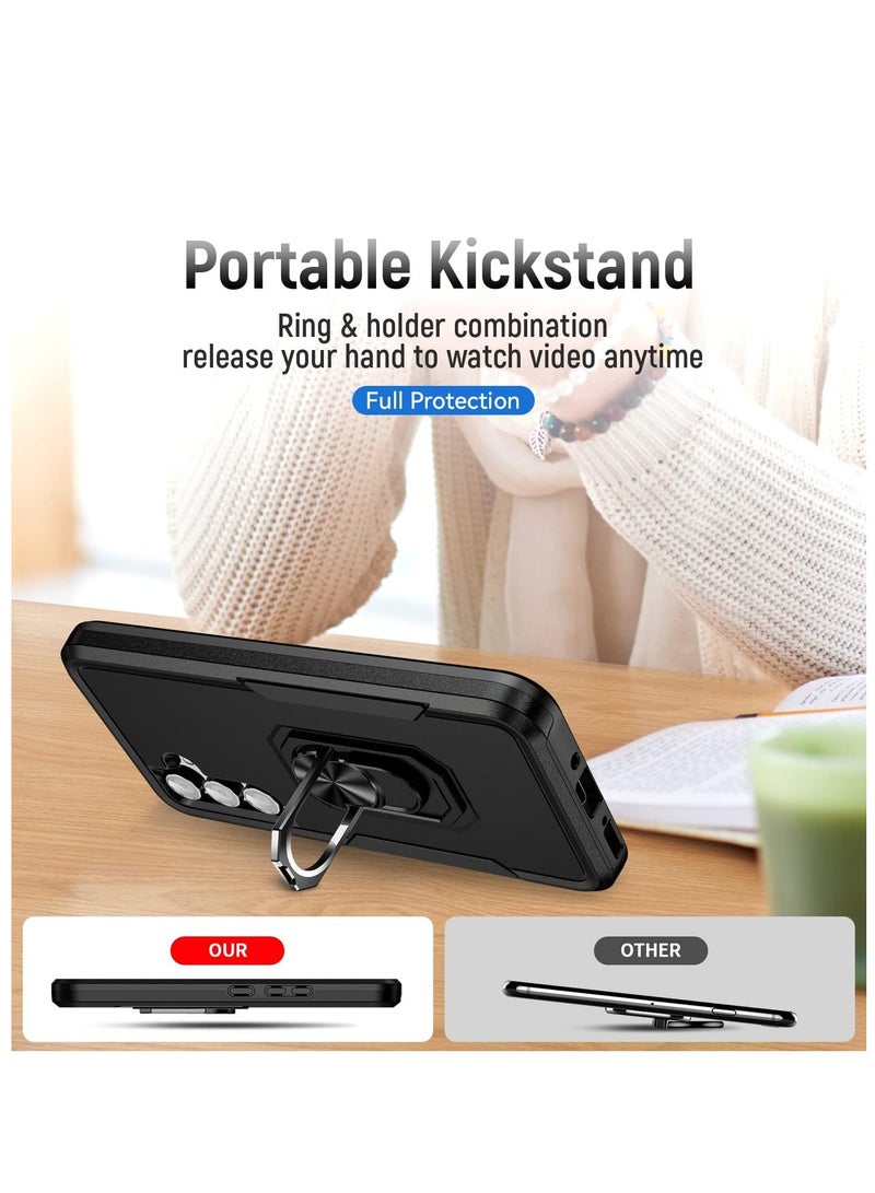 Mmmon Samsung Galaxy A14 5G Protective Case with Magnetic Kickstand Dual Layer Heavy Duty Protection Rugged Shockproof Phone Case for Samsung Galaxy A14 5G (Black) - Image 2