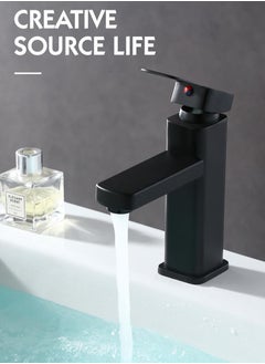 JSDUN Stainless Steel Faucet Suitable for Kitchen, Bathroom, Hot and Cold Water Wash Basin, Household Single Hole Basin, Black  - Image 2