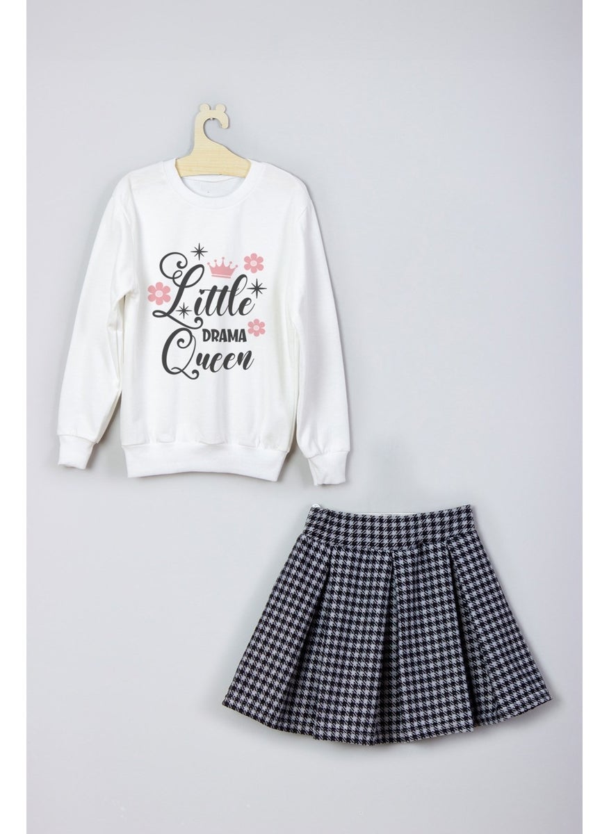 Ada Bebek Çocuk - Ada Baby Kids New Season Little Quenn Printed Skirt Sweat Suit - Image 1