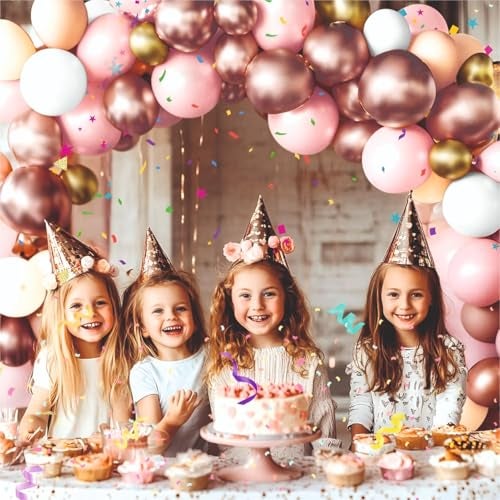 YOURS DECOR Happy Birthday Balloons Decoration Kit - 61 Pcs Pink, Peach & Rose Gold Balloon Garland Set Birthday Decoration | Birthday Party Decoration Set for Celebrations for Kids & Girls - Image 3