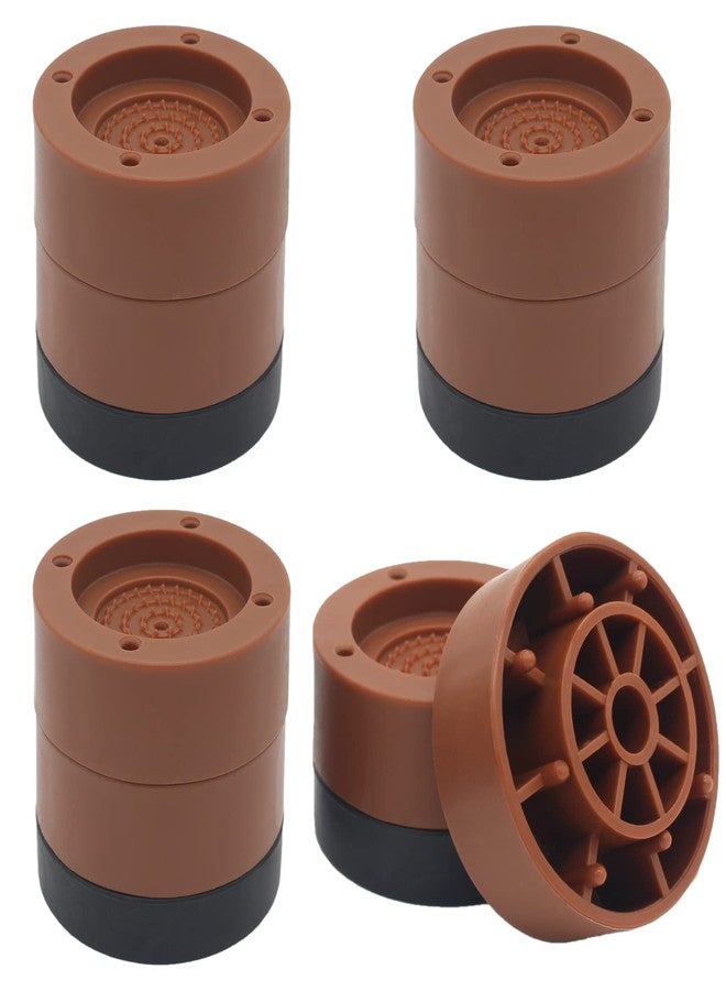 HANIHUA 4 Sets Bed Furniture Risers (Brown), 1 inch or 2 inch Heavy Duty Adjustable Round Risers with Furniture Pads for Bed Frame, Desk, Table, Sofa, Chair Risers Supports Up to 1,500 lbs - Image 1