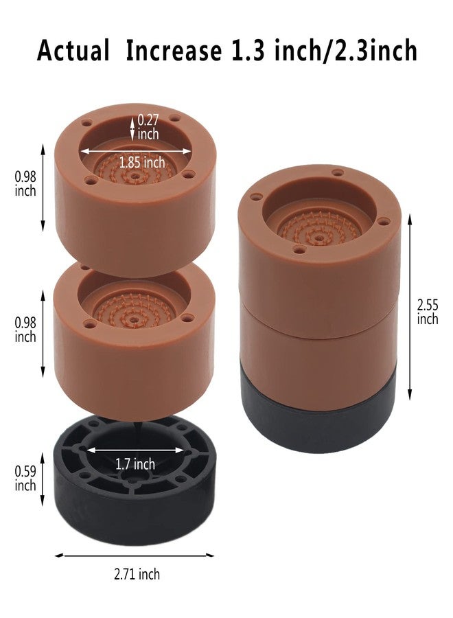 HANIHUA 4 Sets Bed Furniture Risers (Brown), 1 inch or 2 inch Heavy Duty Adjustable Round Risers with Furniture Pads for Bed Frame, Desk, Table, Sofa, Chair Risers Supports Up to 1,500 lbs - Image 2