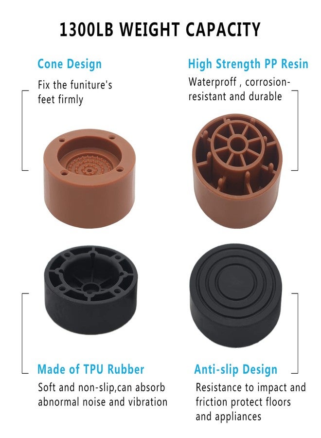 HANIHUA 4 Sets Bed Furniture Risers (Brown), 1 inch or 2 inch Heavy Duty Adjustable Round Risers with Furniture Pads for Bed Frame, Desk, Table, Sofa, Chair Risers Supports Up to 1,500 lbs - Image 5