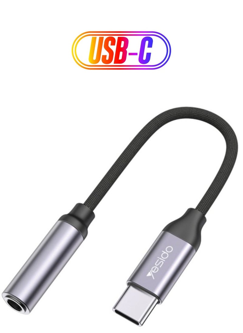 Raxoom Yesido YAU19 Type-C to 3.5mm Audio Adapter Cable(Grey) - Image 1