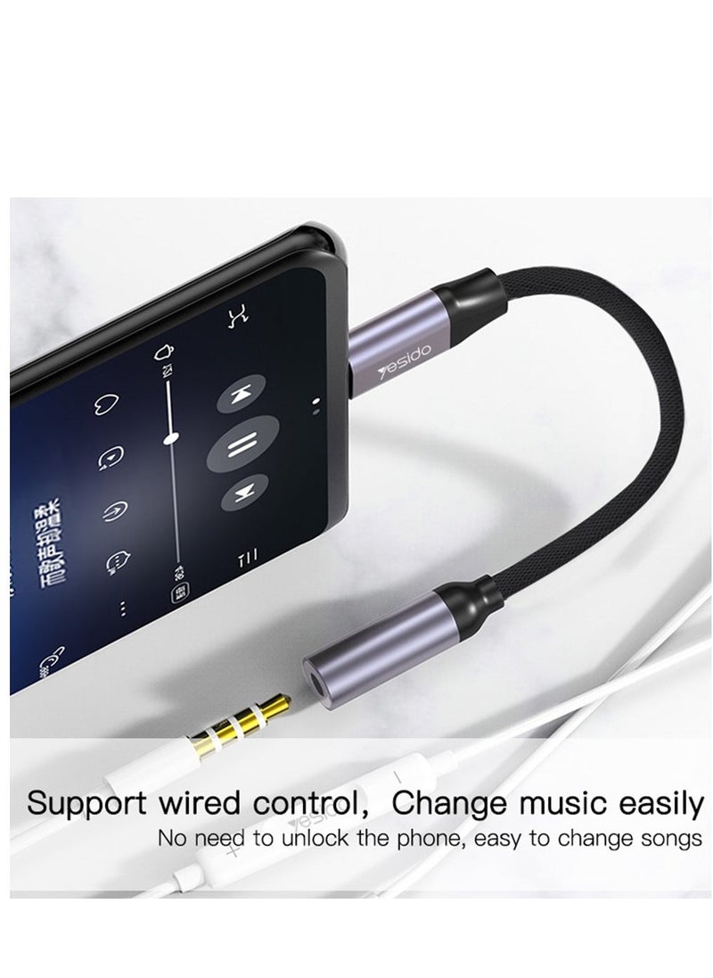 Raxoom Yesido YAU19 Type-C to 3.5mm Audio Adapter Cable(Grey) - Image 5