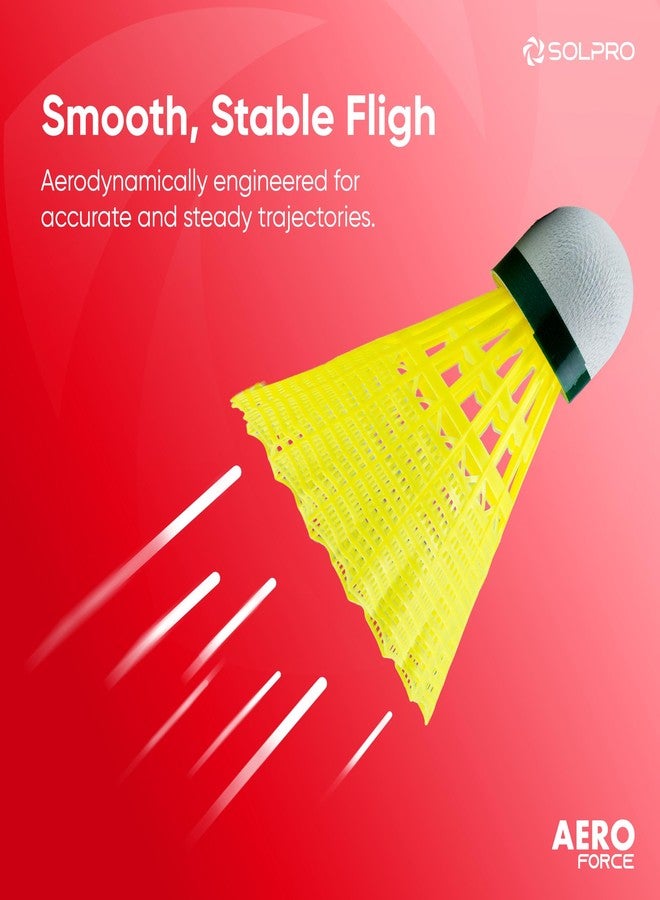 Solpro Aero Force Nylon Badminton Shuttlecock | Pack of 6 | Durable Slow Speed Shuttle for Training, Practice & Recreational Games, Stable Flight & Long-Lasting Performance - Image 3