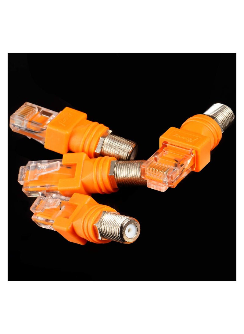 KASTWAVE - محول RF إلى RJ45 محول F أنثى إلى RJ45 ذكر موصل محول برميل محوري موصلات مستقيمة محورية (4 قطع) - Image 1