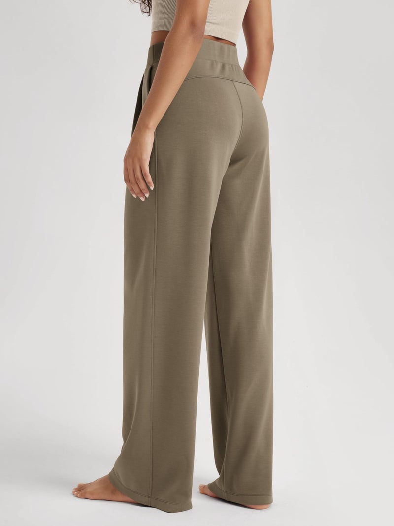 ODODOS Modal Soft Wide Leg Pants for Women High Waist Casual Relaxed Pants with Pockets, 31" Inseam, Espresso, Small - Image 3