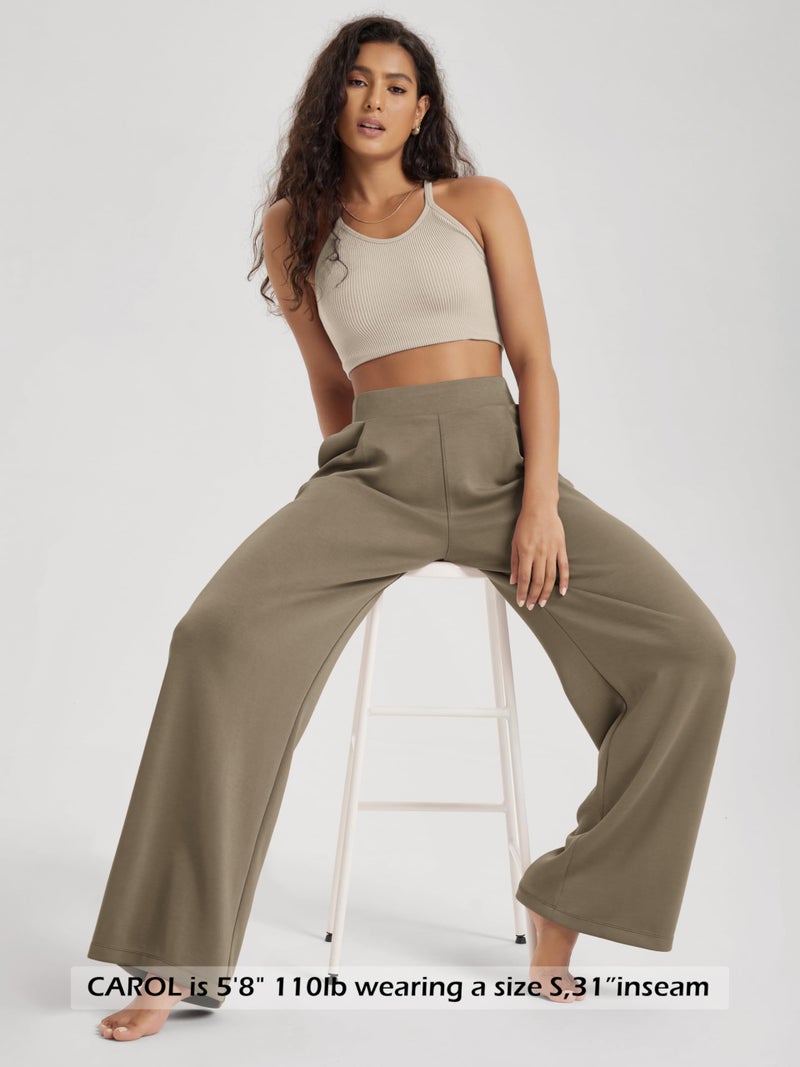ODODOS Modal Soft Wide Leg Pants for Women High Waist Casual Relaxed Pants with Pockets, 31" Inseam, Espresso, Small - Image 4