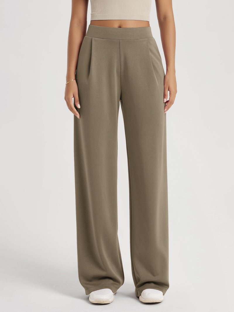 ODODOS Modal Soft Wide Leg Pants for Women High Waist Casual Relaxed Pants with Pockets, 31" Inseam, Espresso, Small - Image 2