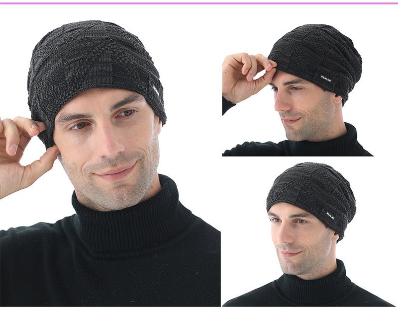 Beanie Set Men Winter High Grade  Fleece Lined Skullcap Crossborder Hat - Image 2