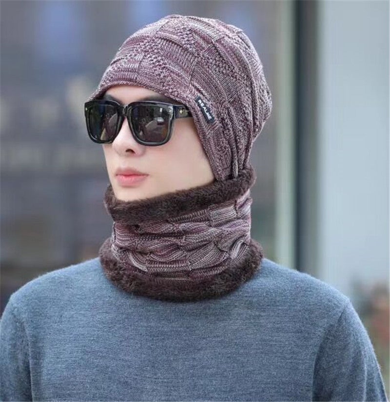 Beanie Set Men Winter High Grade  Fleece Lined Skullcap Crossborder Hat - Image 1