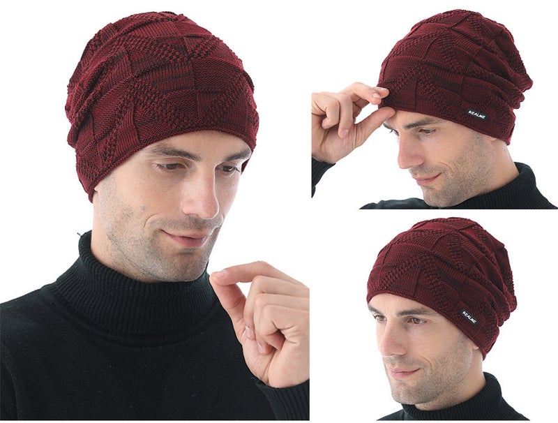 Beanie Set Men Winter High Grade  Fleece Lined Skullcap Crossborder Hat - Image 4