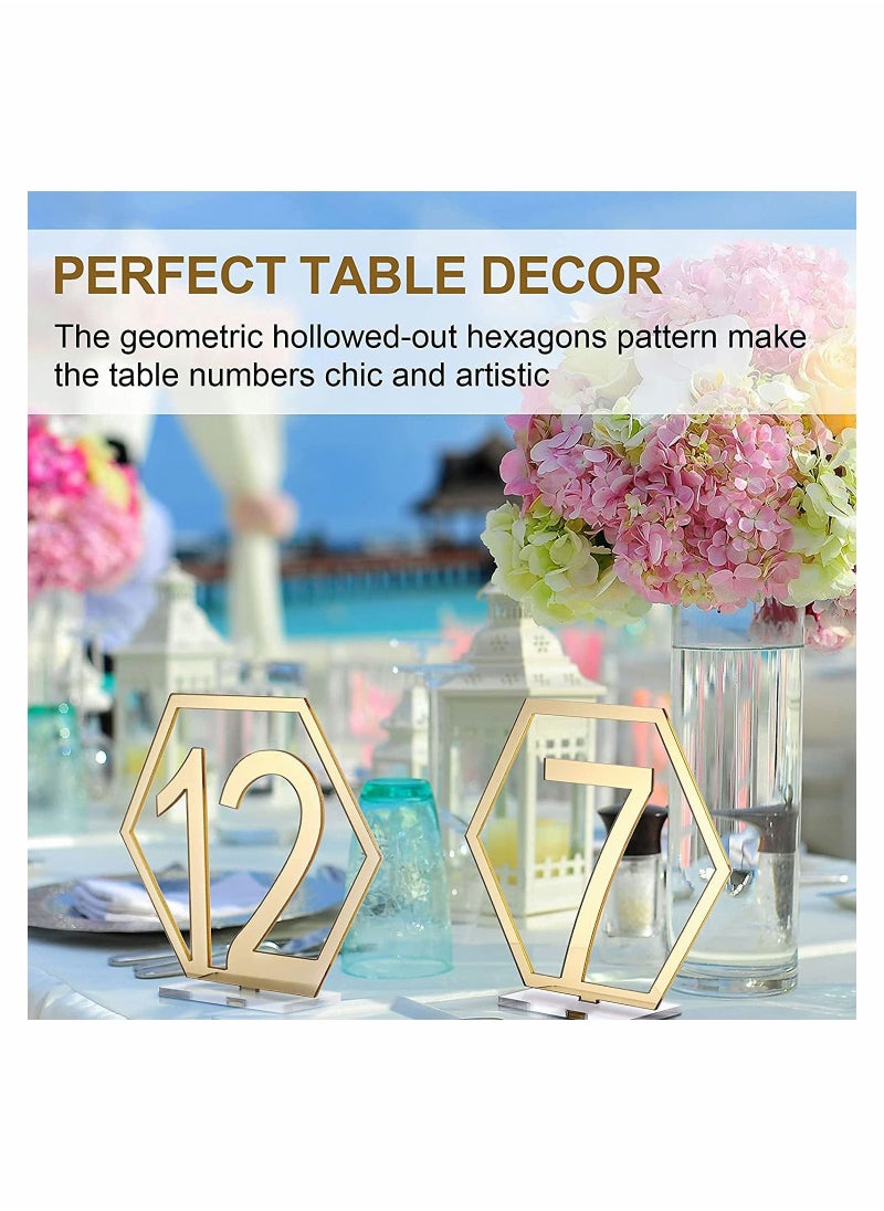 KASTWAVE - 15 Pieces Table Numbers 1-15 Wedding Acrylic Table Numbers Hexagon Hollow Out Table Number - Image 1