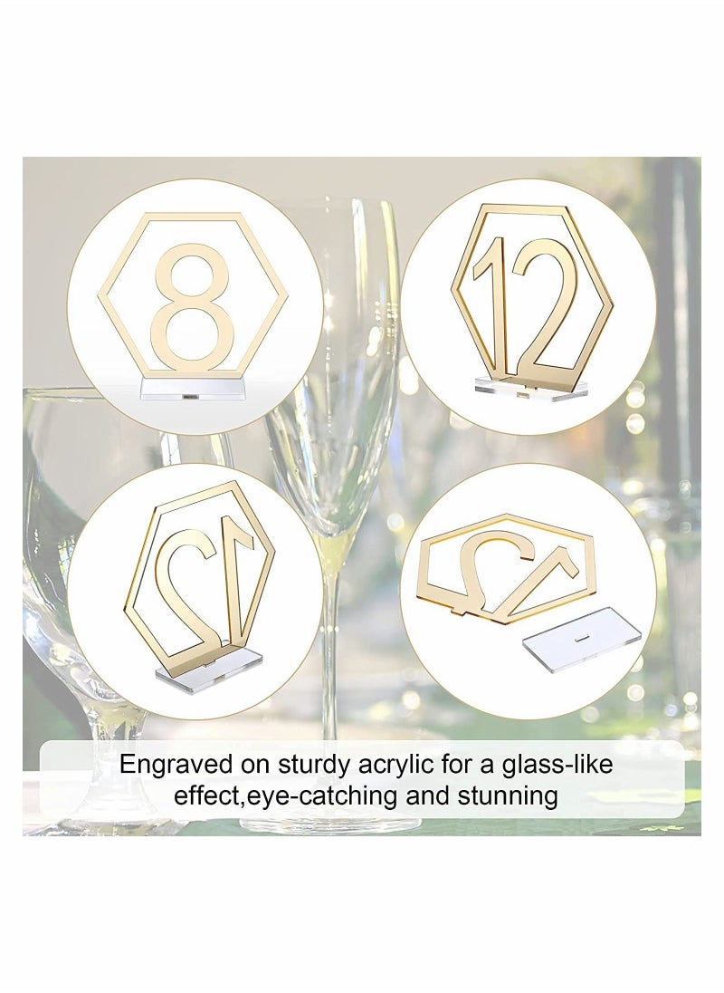 KASTWAVE - 15 Pieces Table Numbers 1-15 Wedding Acrylic Table Numbers Hexagon Hollow Out Table Number - Image 1