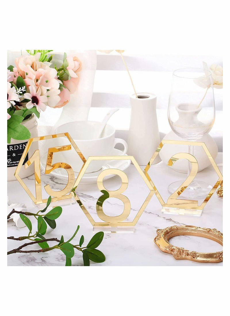 KASTWAVE - 15 Pieces Table Numbers 1-15 Wedding Acrylic Table Numbers Hexagon Hollow Out Table Number - Image 1