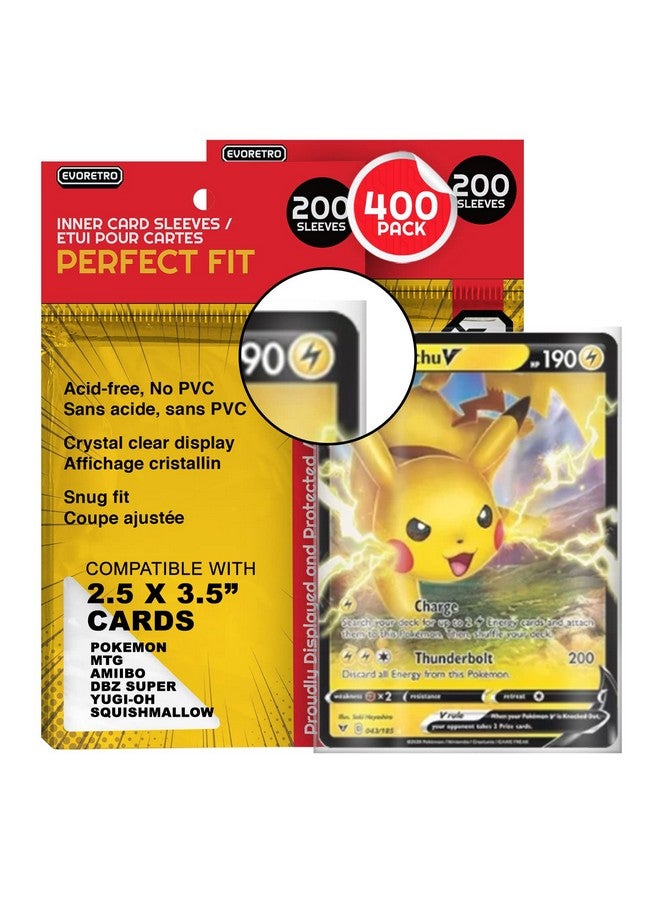 EVORETRO 400 Perfect Fit Sleeves Pokemon Card Sleeves Mtg Inner Sleeves Compatible With Yugioh Amiibo Lorcana One Piece Dragon Ball Z Super. 2.5" X 3.5" Double Sleeve Inner Card Sleeves - Image 2