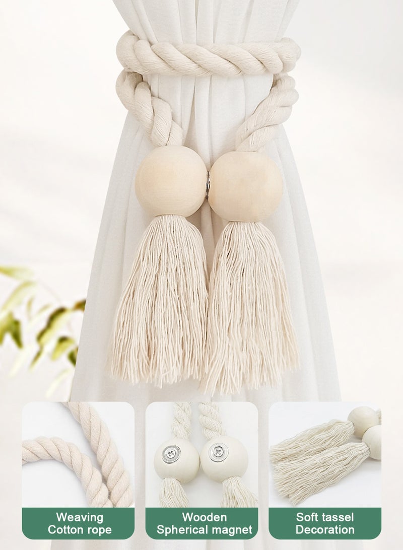 هومار كيت حزم رباط الستائر المغناطيسية 2PCS حزم رباط الستائر حزم رباط الستائر بمغنطيس قوي، حواجز ستائر حديثة بسيطة النمط لدراجات نافذة مكتب المنزل الرقيقة أو السميكة (باللون البيج) - Image 3