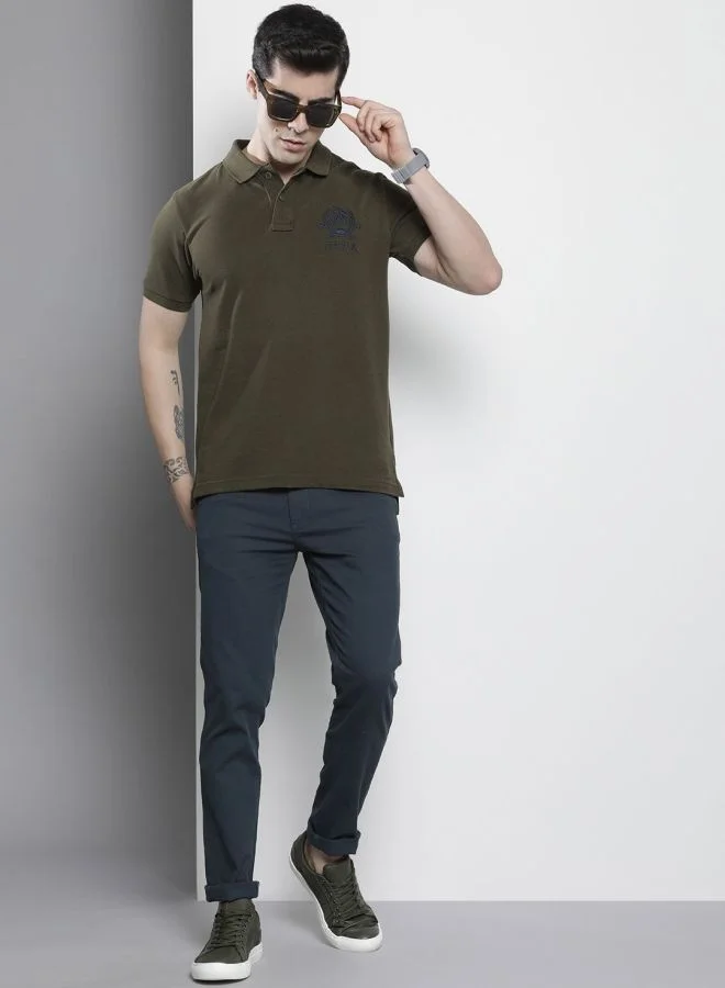 The Indian Garage Co Men Slim Fit Solid Mid-Rise Stretchable Chinos