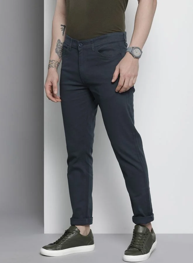 The Indian Garage Co Men Slim Fit Solid Mid-Rise Stretchable Chinos
