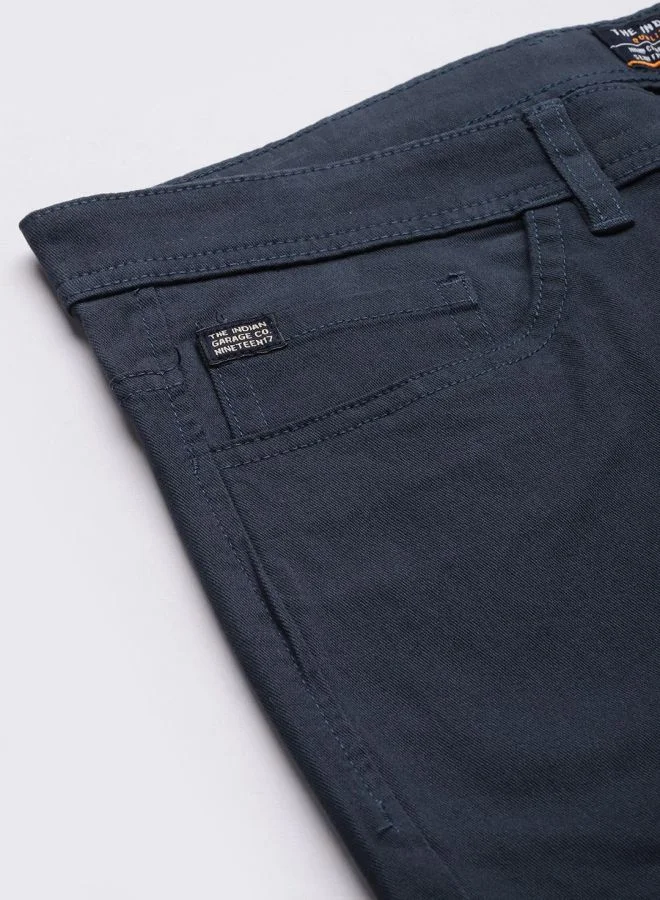 The Indian Garage Co Men Slim Fit Solid Mid-Rise Stretchable Chinos