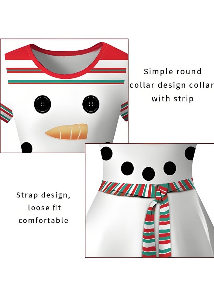 إسكدنيا النساء قصيرة الأكمام مطبوعة زي فستان عناصر عيد الميلاد فستان - Image 4