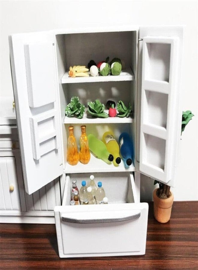 EatingBiting 1:12 Scale 1/12 Mini Furniture minihouse Kitchen White Refrigerator Fridge with 2 Doors Furniture Accessories Wooden Refrigerator Fridge Freezer - Image 4