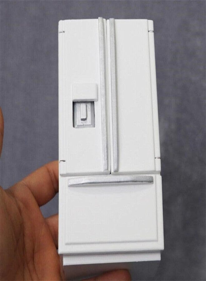 EatingBiting 1:12 Scale 1/12 Mini Furniture minihouse Kitchen White Refrigerator Fridge with 2 Doors Furniture Accessories Wooden Refrigerator Fridge Freezer - Image 3