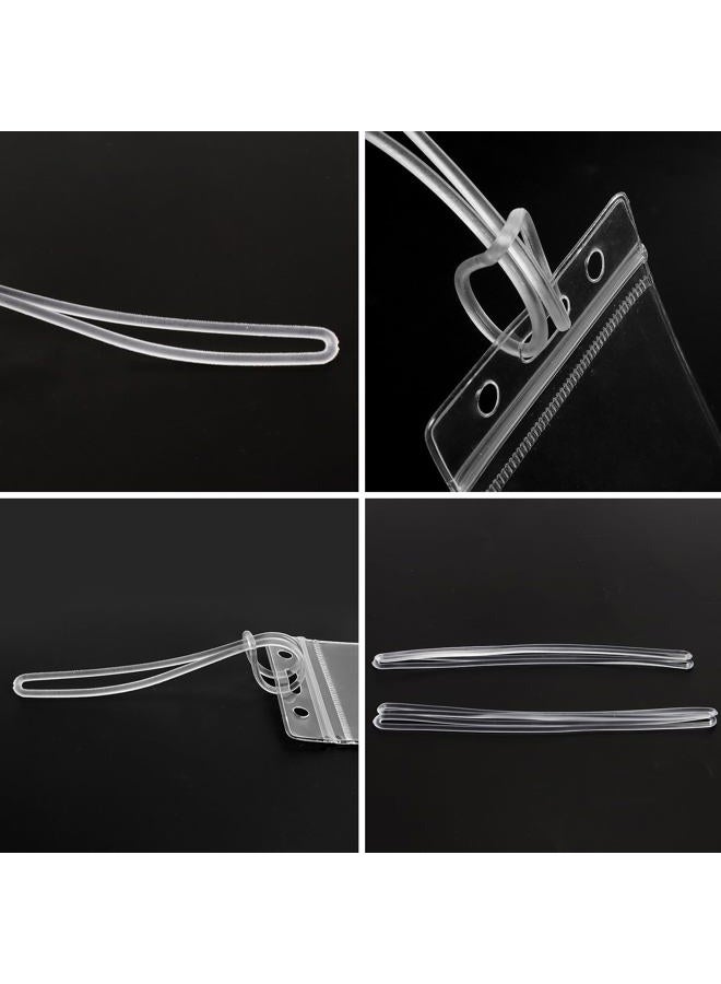 SBYURE 100 Pack Clear Plastic Luggage Loop Straps,Worm Loops for Luggage Tags,Plastic Name Tag Loop for Identification Cards ID,6 inch - Image 2