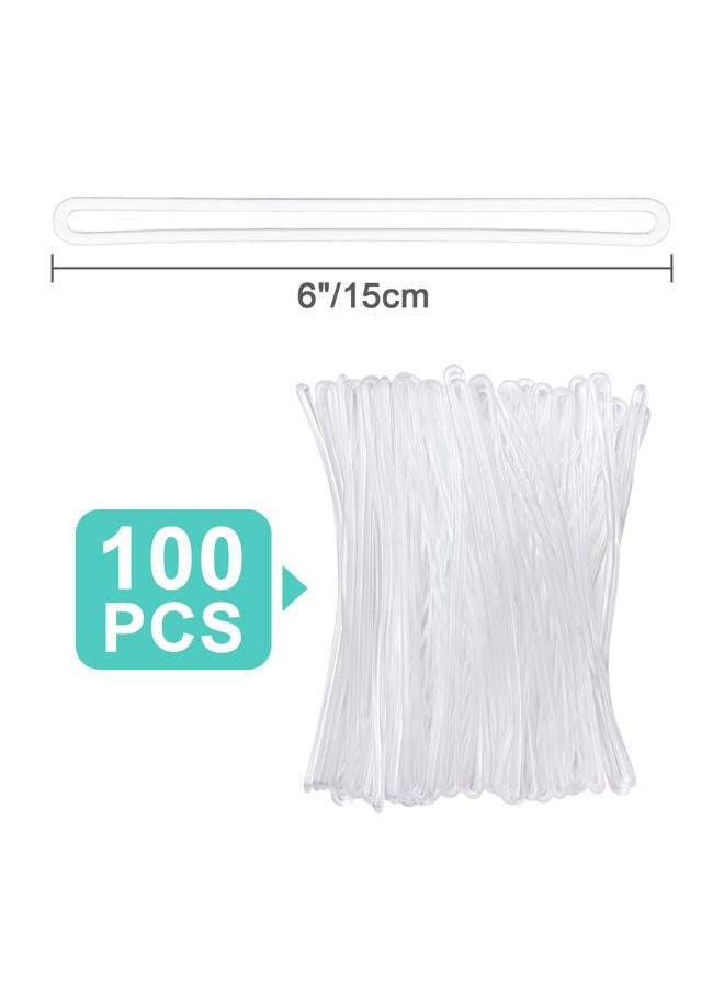 SBYURE 100 Pack Clear Plastic Luggage Loop Straps,Worm Loops for Luggage Tags,Plastic Name Tag Loop for Identification Cards ID,6 inch - Image 3