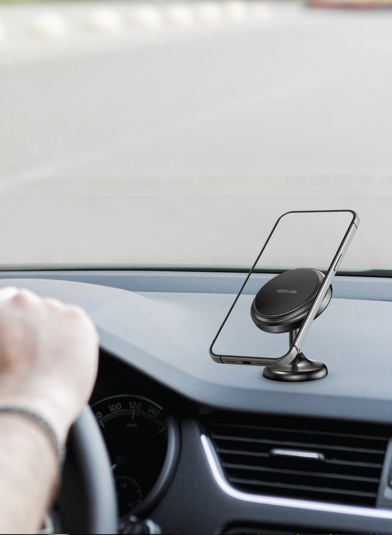 GREEN LION Mini Car Phone Mount / Strong Magnets / Strong 3M Glue / 360° Rotation / Secure & Stable Phone Holder - Black - Image 2