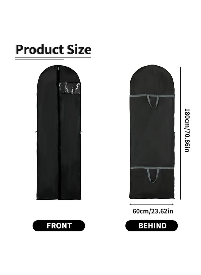 Garment Bag, Suit Bag, Garment Cover Bag for Hanging Clothes, Long Dress Bag Cover, Dustproof Clothes Garment Cover Bag Protector for Closet Storage Coats, Robe, Dress (2 Packs 60 * 180cm Black) - Image 2