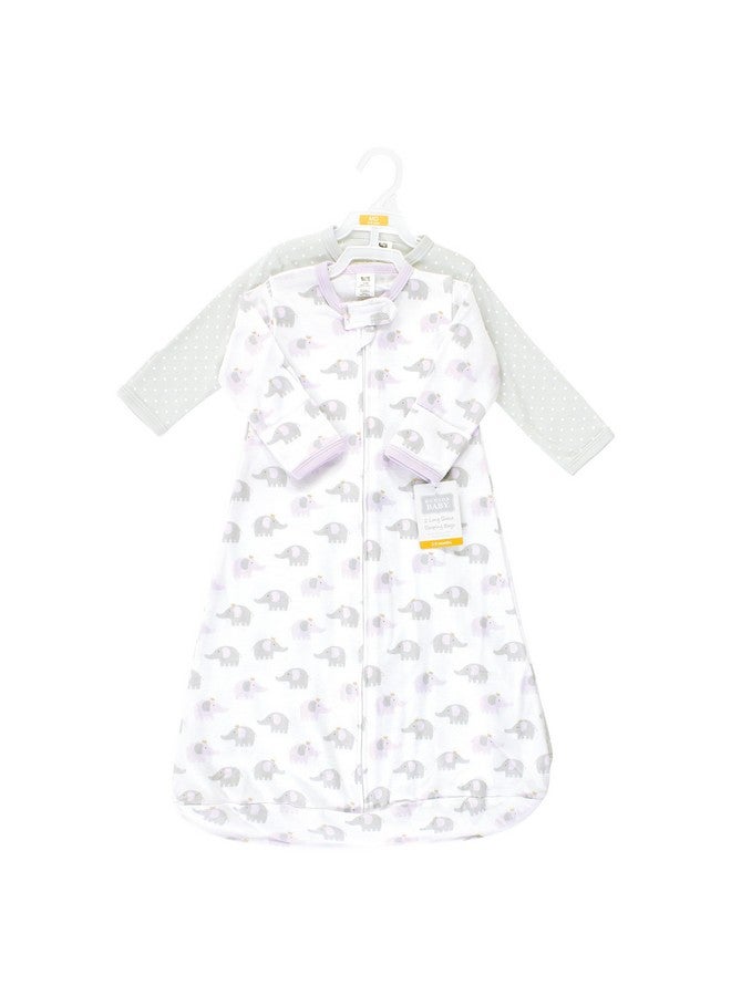Hudson Baby Unisex Baby Cotton Wearable Sleeping Bag, Sack, Blanket, Lilac Elephants Long Sleeve, 12-18 Months - Image 2