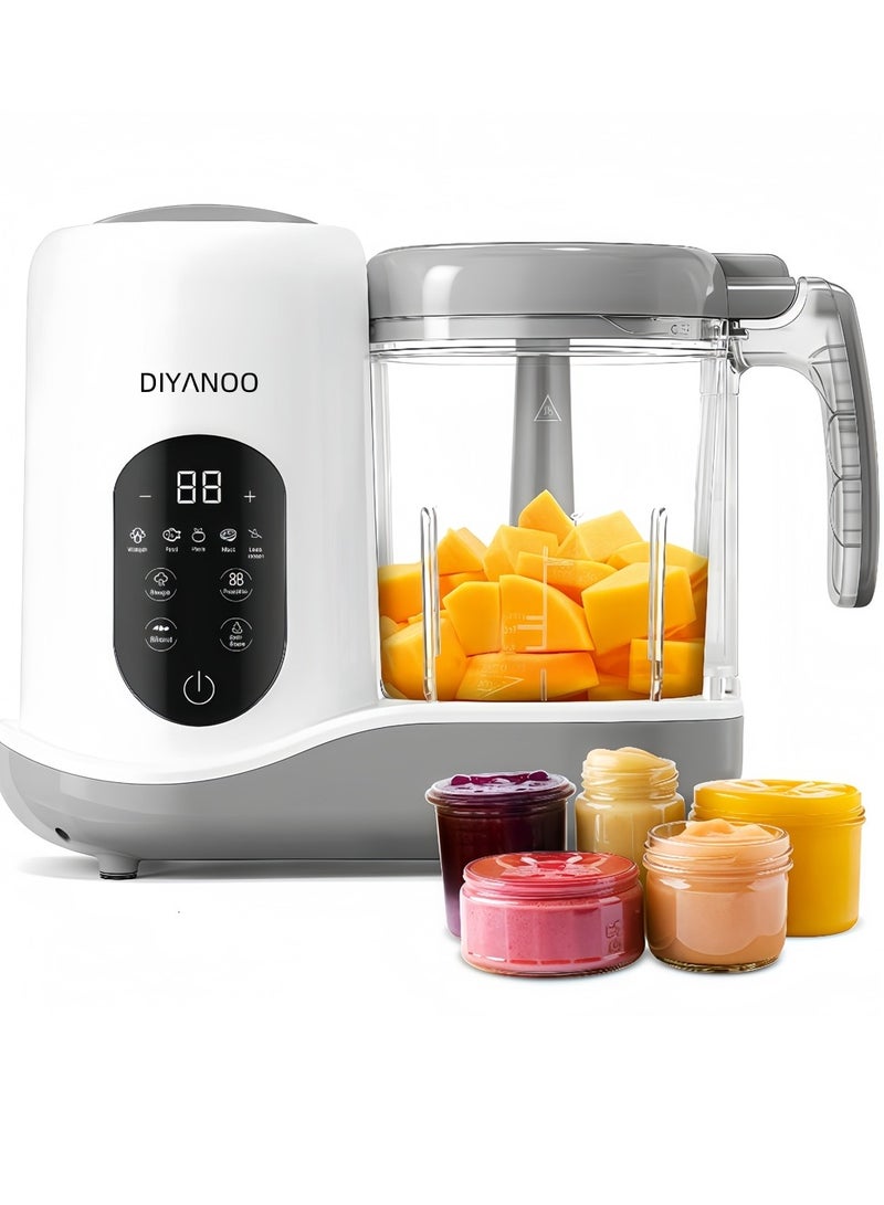 ديانو ماكينة تحضير طعام الاطفال 5 في 1 مطحنة بخار متعددة الوظائف مع وعاء بخار طهي وطحن تلقائي الة طحن وتسخين طعام الاطفال - Image 1