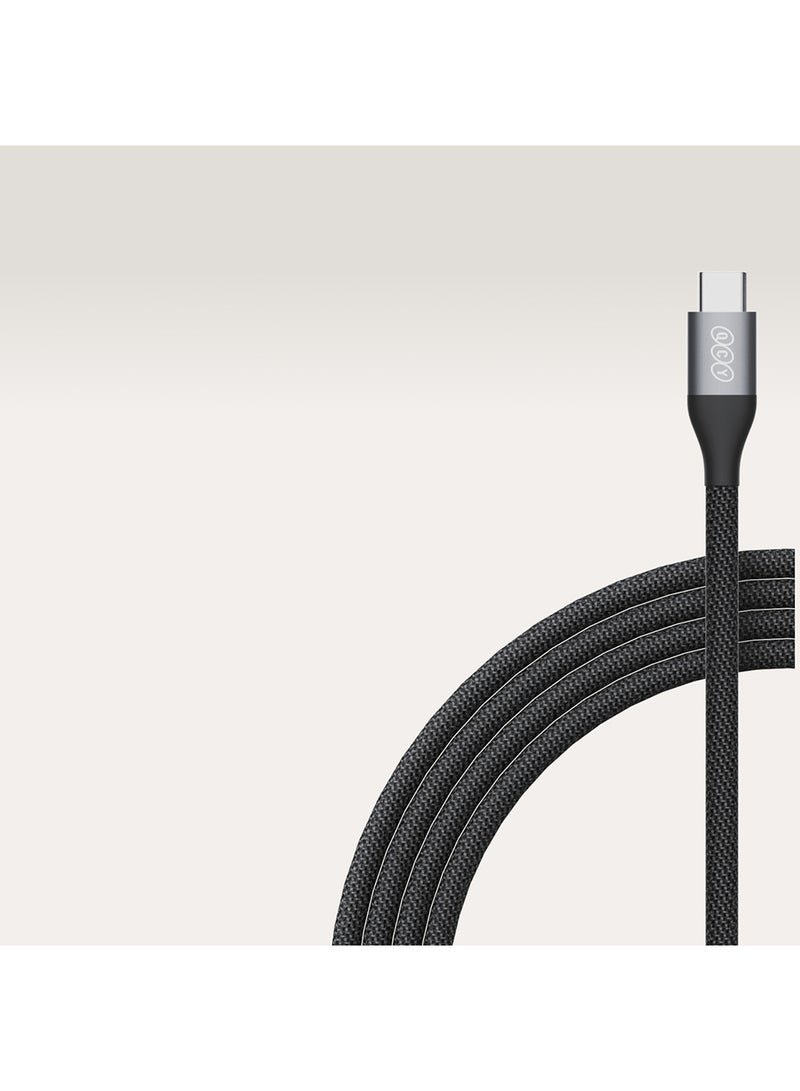 QCY Type-C to Type-C 60W Charging Cable 1m - Black - DC21-B – Fast Charging Cable with High-Speed Data Transfer, Precision Braided Design & Sturdy Metal Plug black - Image 4