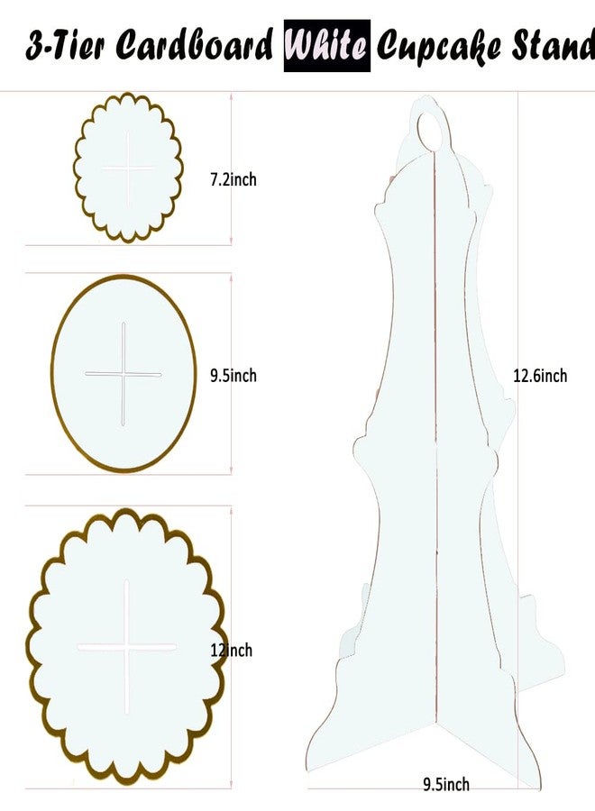 MRPAPA White Tiered Cupcake Stand 2 Pack, 3 Tier Serving Tray for Party Decor, Cup Cake Tower Holder for 24 Cupcakes, Dessert Holder for for Birthday Graduation Baby Shower Tea Party (White) - Image 5