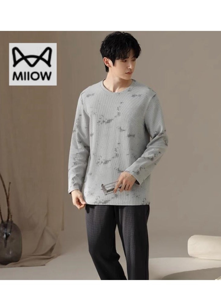 MIIOW - Men's Pure Cotton Casual Long Sleeved Pants Home Suit Can Be Worn Outside - Image 1