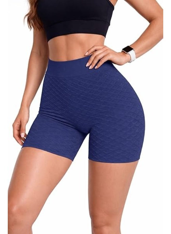High Waisted Textured Workout Shorts One Size 50-100 kg Tummy Control Compression Athletic Fitness Gym Training