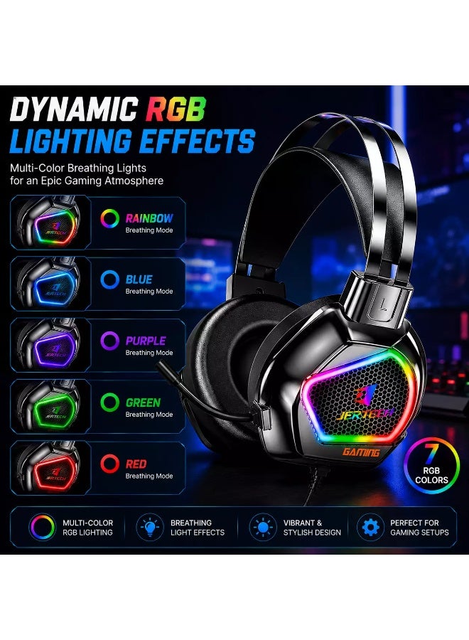 جيرتك سماعة الألعاب HG02 ACUITY USB RGB - مكبرات صوت 50 مم، تصميم خفيف الوزن، إضاءة RGB ديناميكية - Image 3