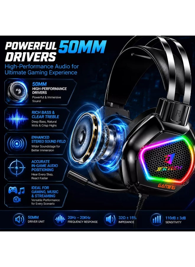 جيرتك سماعة الألعاب HG02 ACUITY USB RGB - مكبرات صوت 50 مم، تصميم خفيف الوزن، إضاءة RGB ديناميكية - Image 2